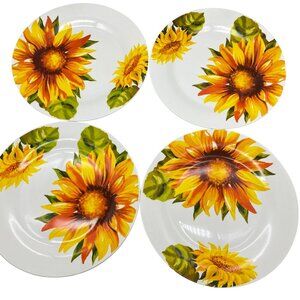 Royal Norfolk Sunflower Dinner Plates 10.5" floral summer lake beach house